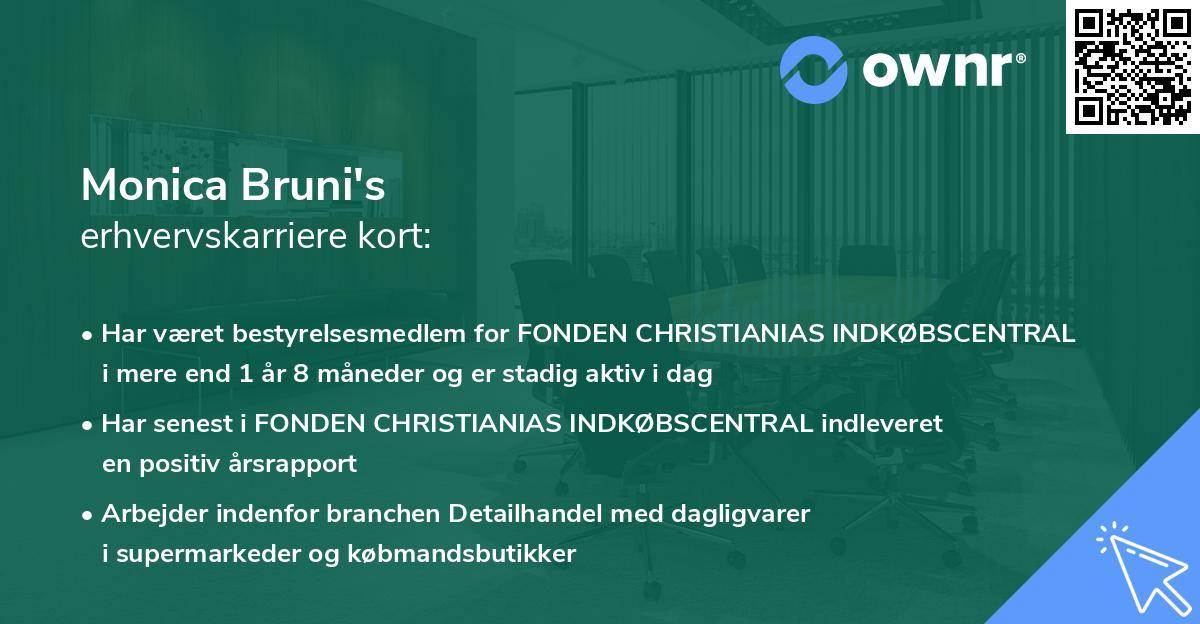 Monica Bruni's erhvervskarriere kort
