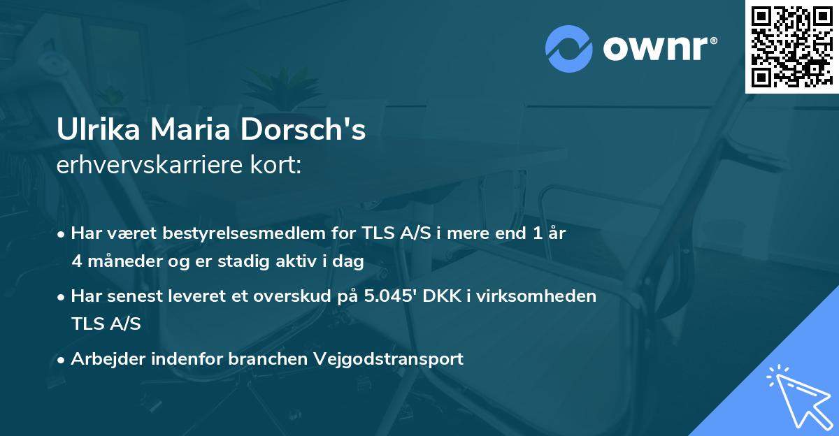 Ulrika Maria Dorsch's erhvervskarriere kort