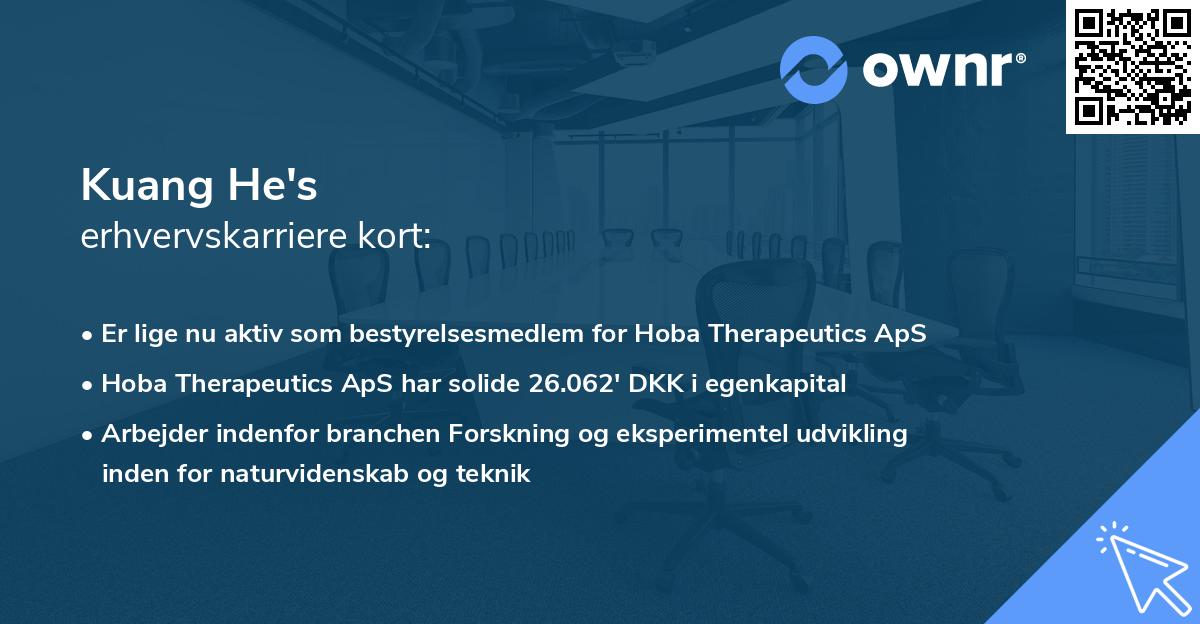 Kuang He's erhvervskarriere kort