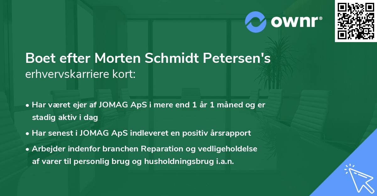 Boet efter Morten Schmidt Petersen's erhvervskarriere kort