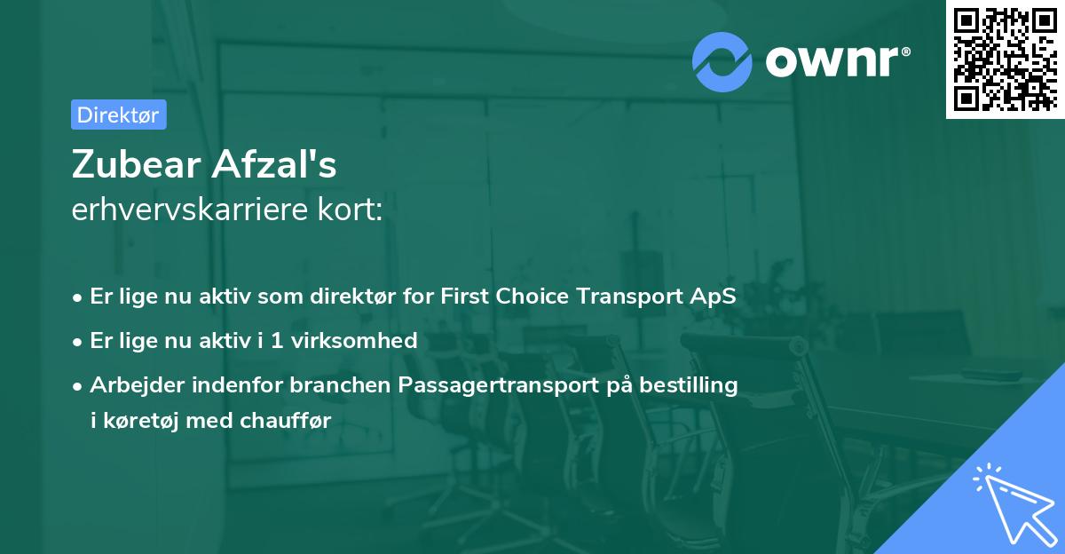 Zubear Afzal's erhvervskarriere kort