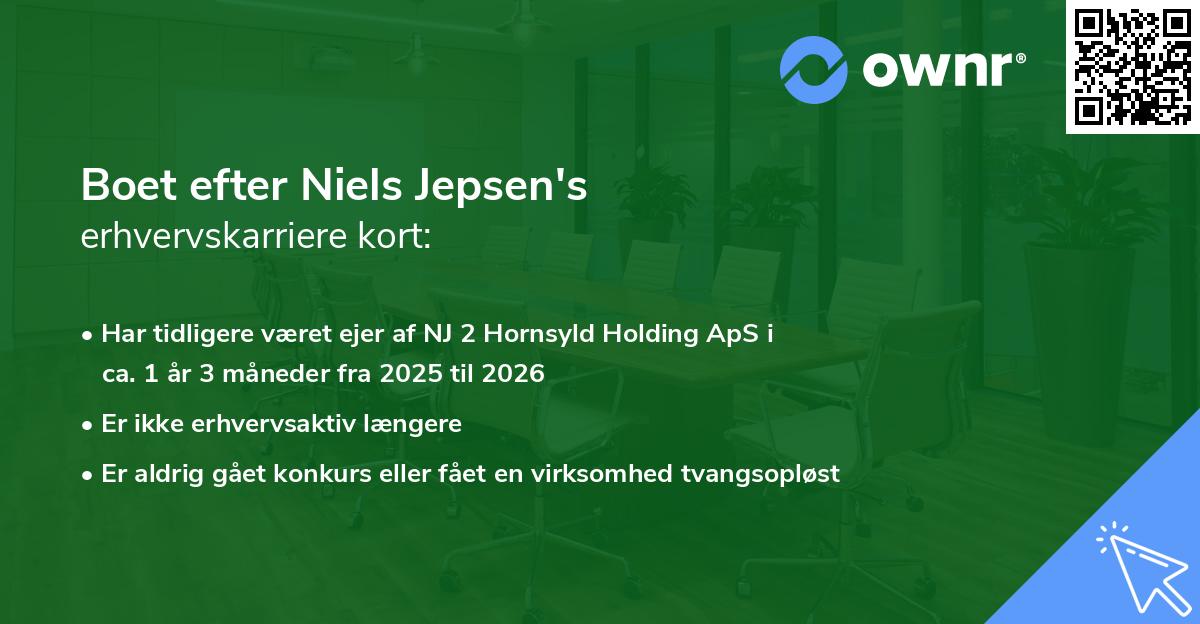 Boet efter Niels Jepsen's erhvervskarriere kort