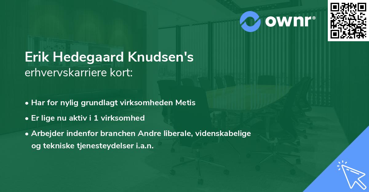 Erik Hedegaard Knudsen's erhvervskarriere kort