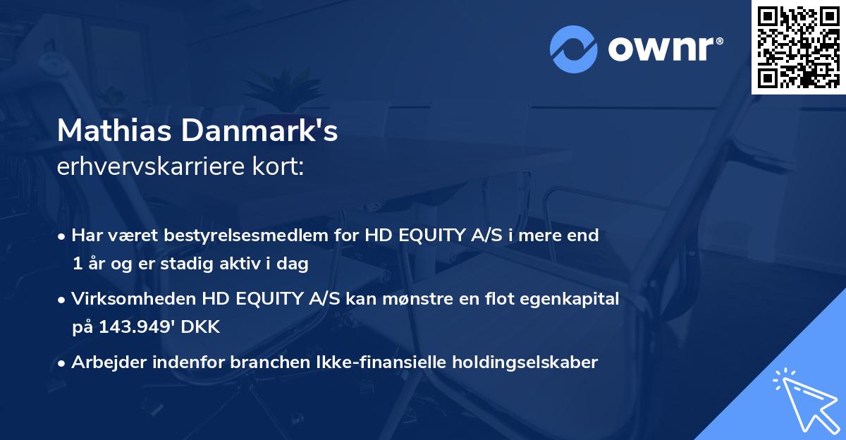 Mathias Danmark's erhvervskarriere kort