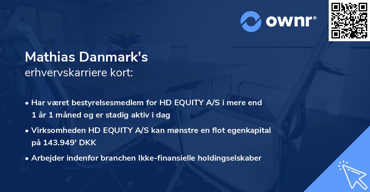 Mathias Danmark's erhvervskarriere kort