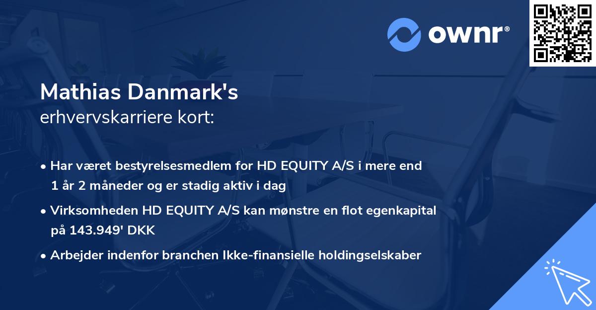 Mathias Danmark's erhvervskarriere kort