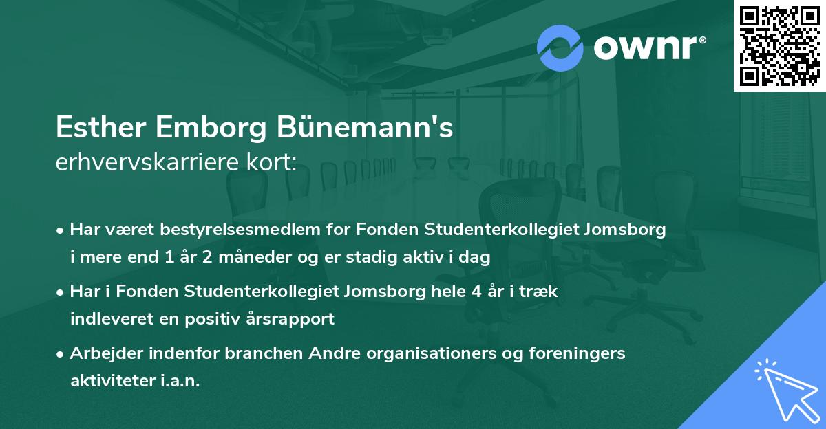 Esther Emborg Bünemann's erhvervskarriere kort