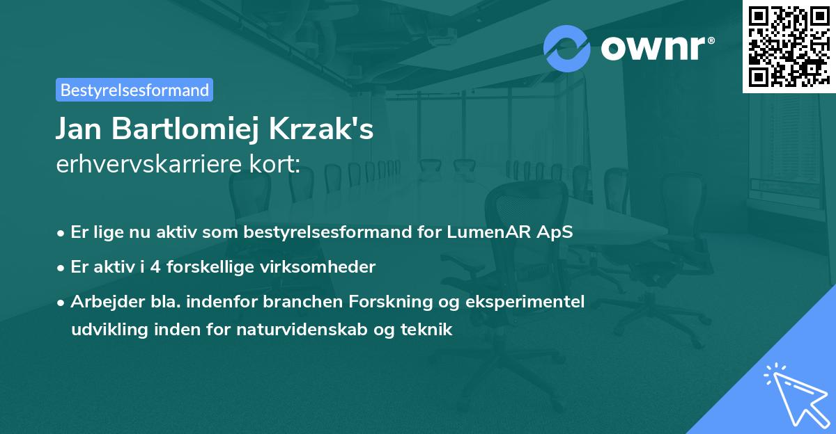 Jan Bartlomiej Krzak's erhvervskarriere kort