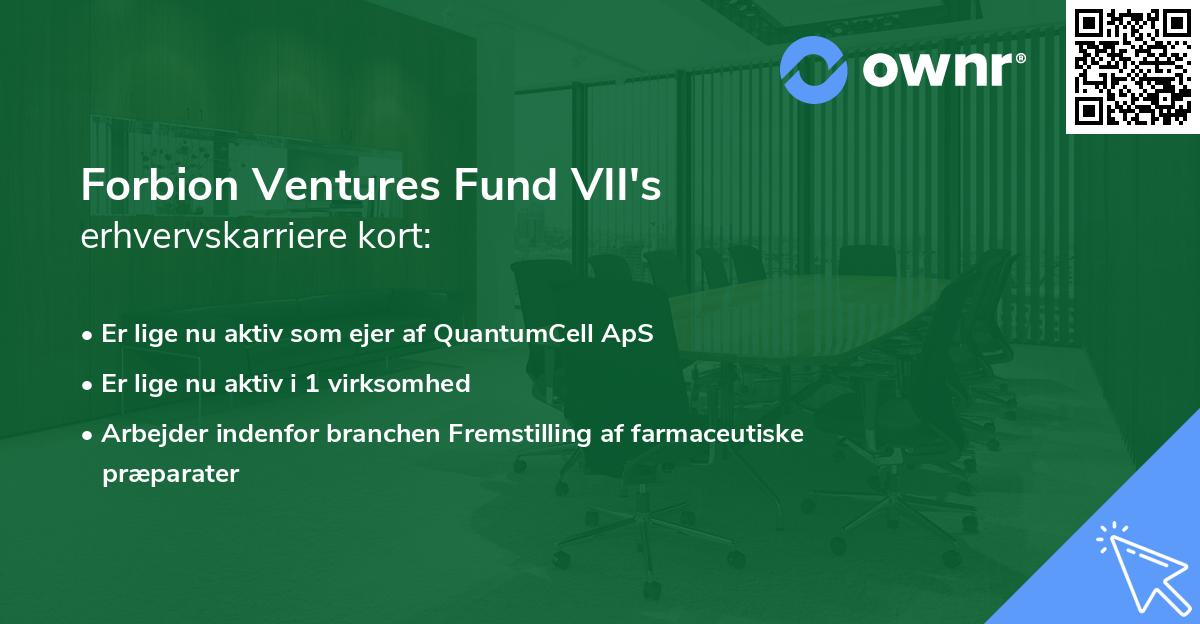 Forbion Ventures Fund VII's erhvervskarriere kort