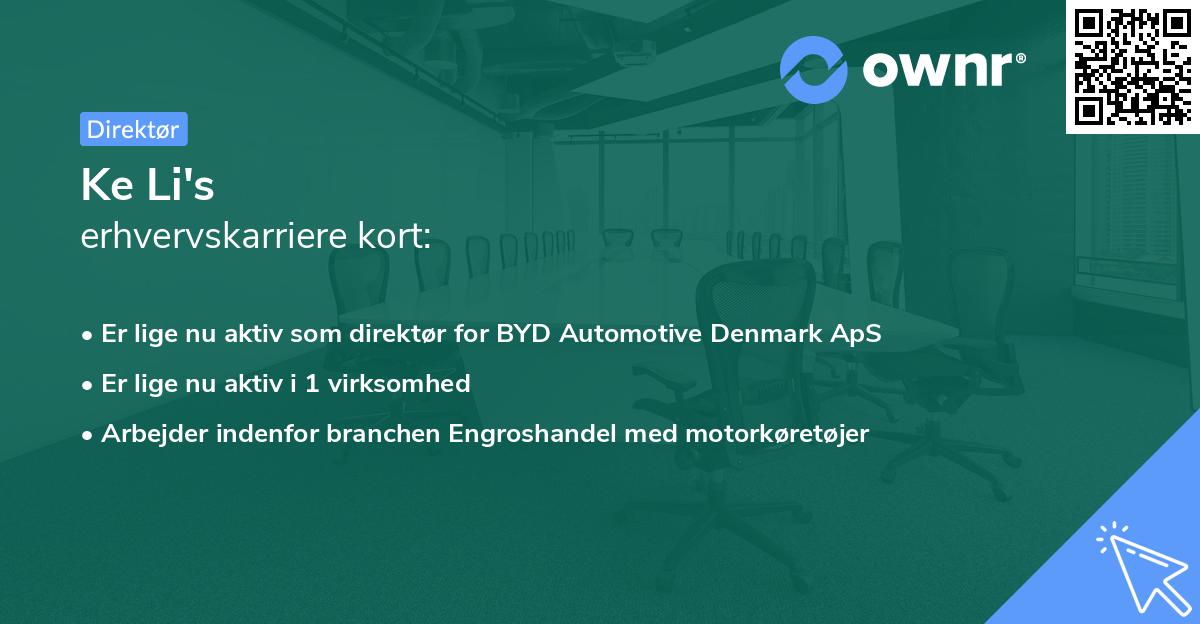 Ke Li's erhvervskarriere kort