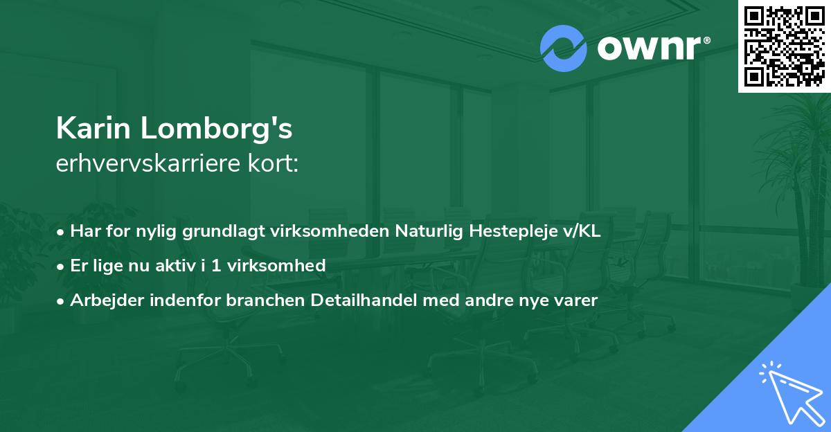 Karin Lomborg's erhvervskarriere kort