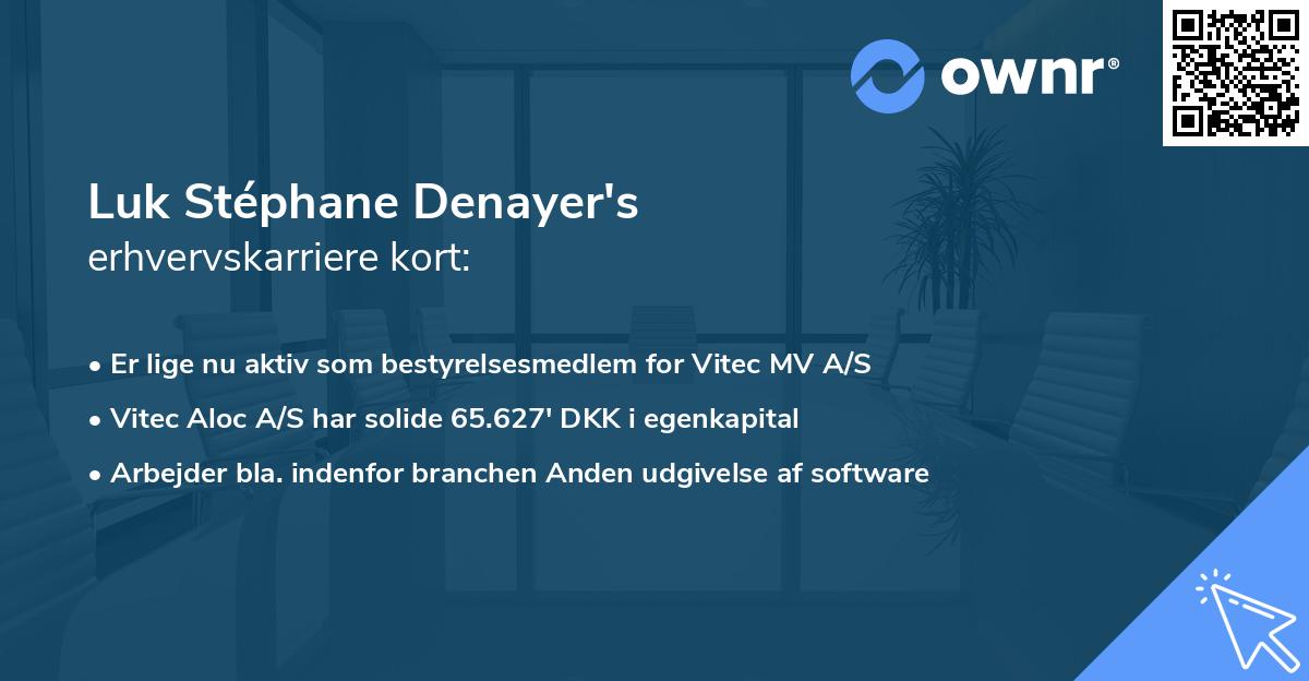 Luk Stéphane Denayer's erhvervskarriere kort
