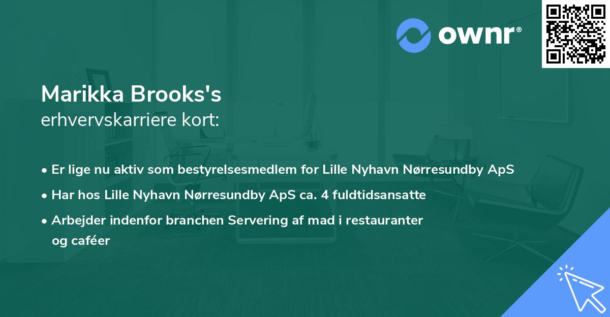 Marikka Brooks's erhvervskarriere kort