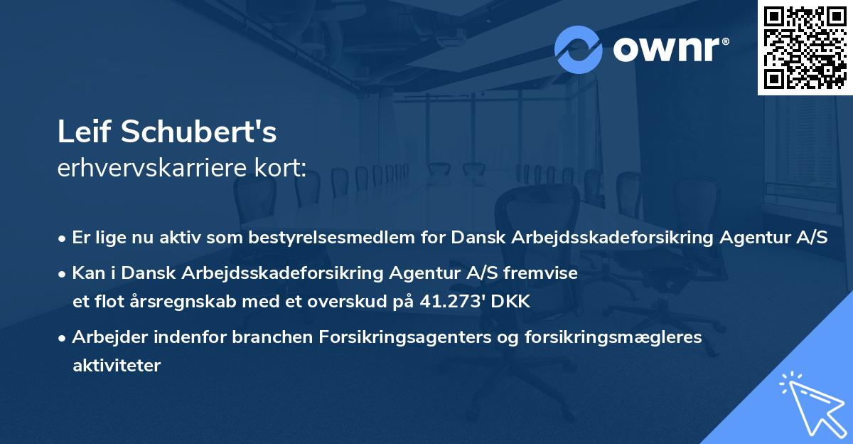 Leif Schubert's erhvervskarriere kort