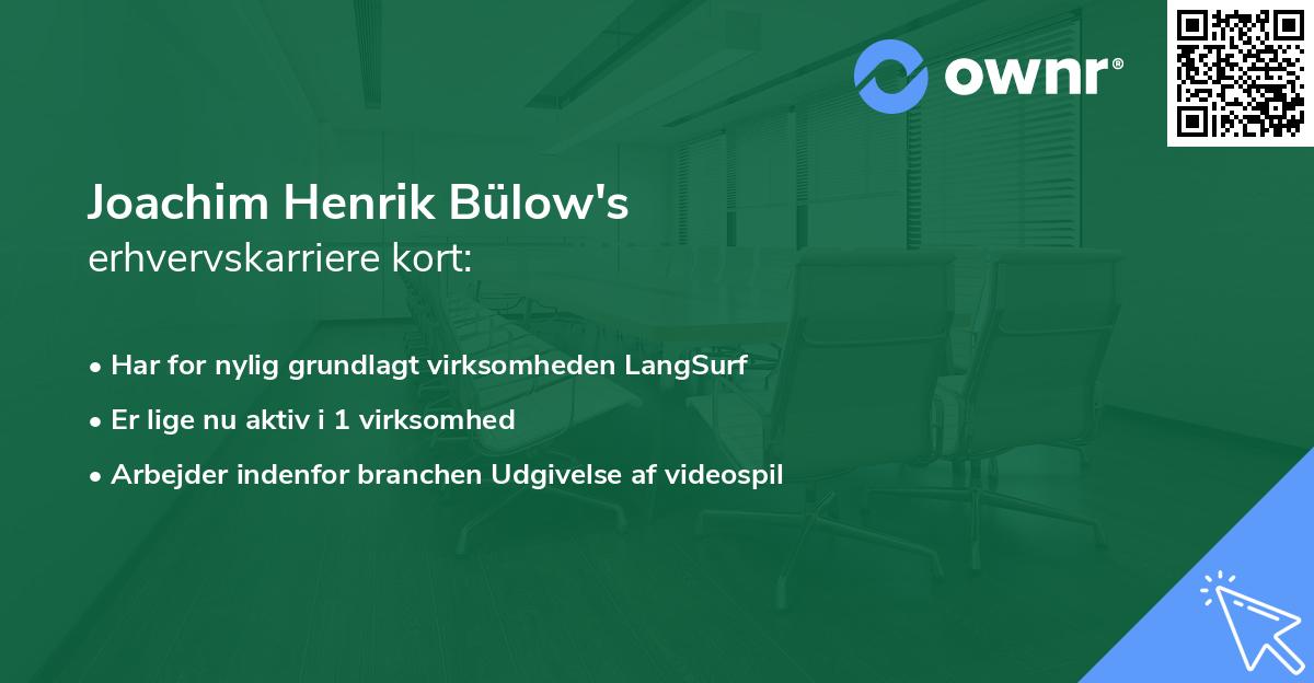 Joachim Henrik Bülow's erhvervskarriere kort