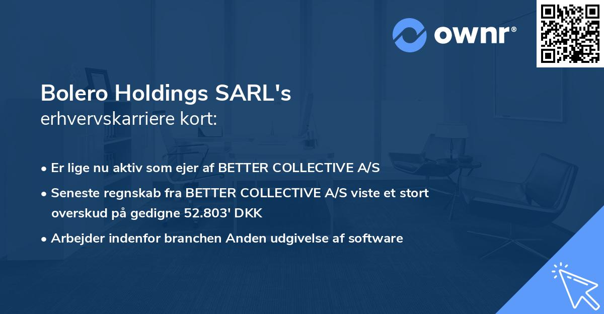 Bolero Holdings SARL's erhvervskarriere kort