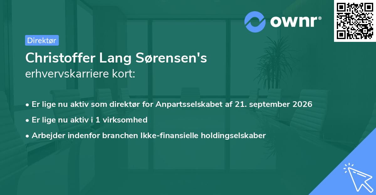 Christoffer Lang Sørensen's erhvervskarriere kort