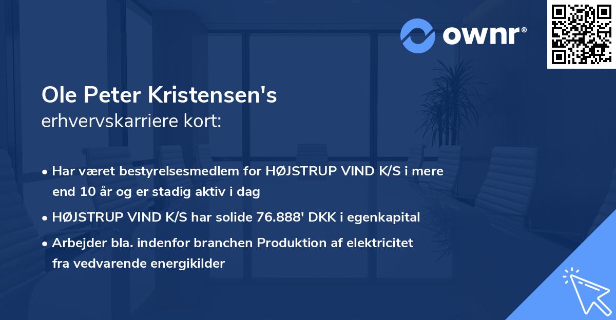 Ole Peter Kristensen's erhvervskarriere kort