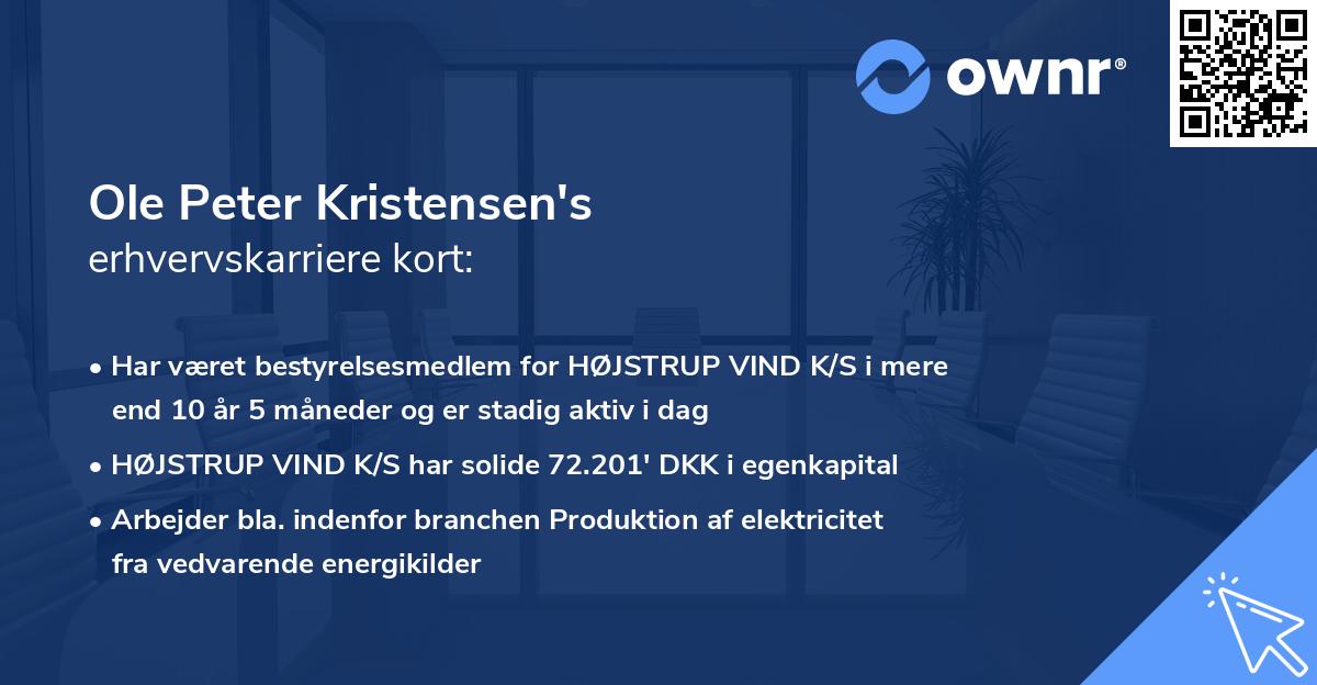Ole Peter Kristensen's erhvervskarriere kort