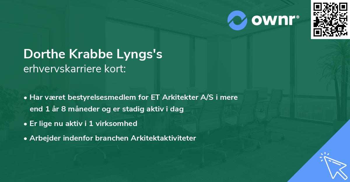 Dorthe Krabbe Lyngs's erhvervskarriere kort