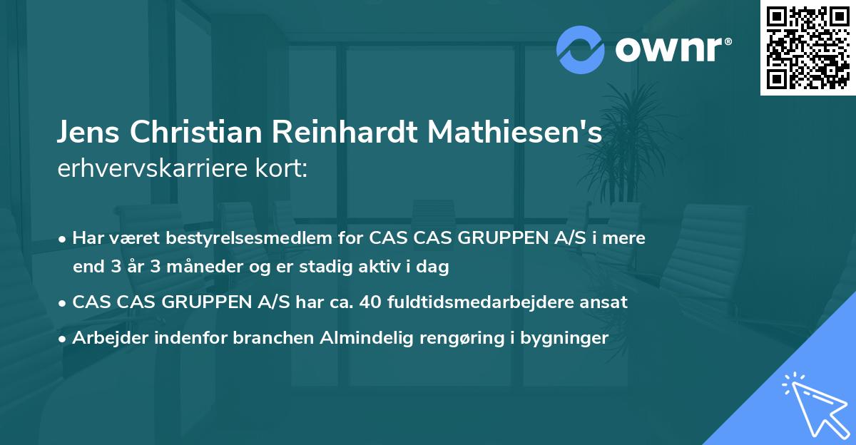 Jens Christian Reinhardt Mathiesen's erhvervskarriere kort