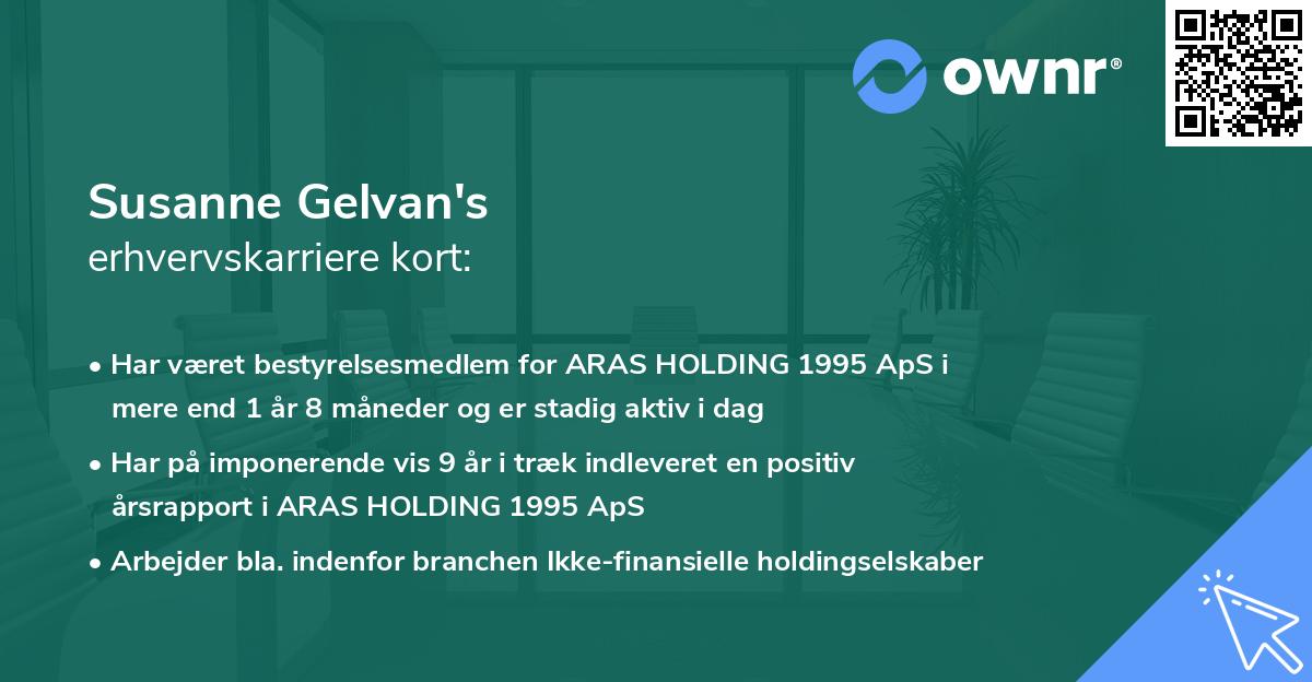 Susanne Gelvan's erhvervskarriere kort