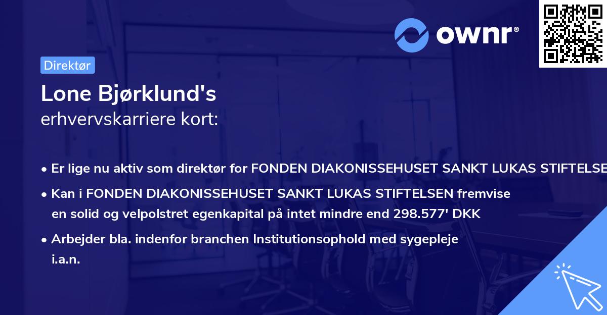 Lone Bjørklund's erhvervskarriere kort