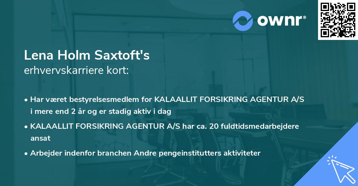 Lena Holm Saxtoft's erhvervskarriere kort