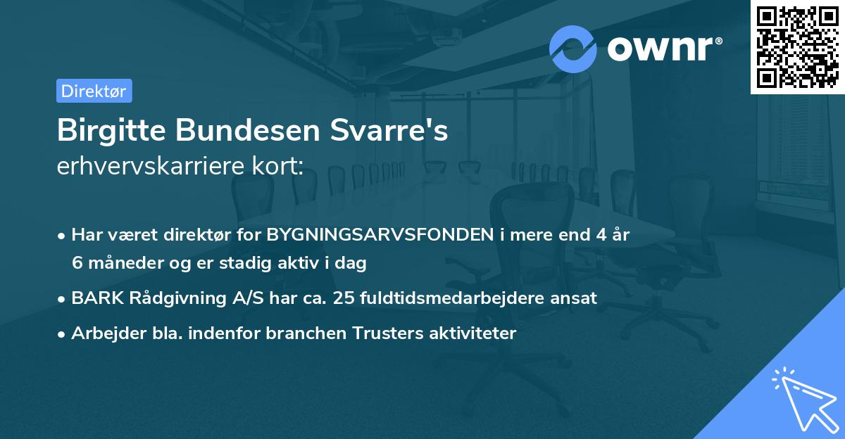 Birgitte Bundesen Svarre's erhvervskarriere kort