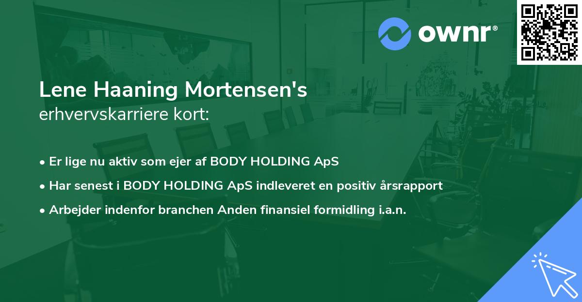 Lene Haaning Mortensen's erhvervskarriere kort