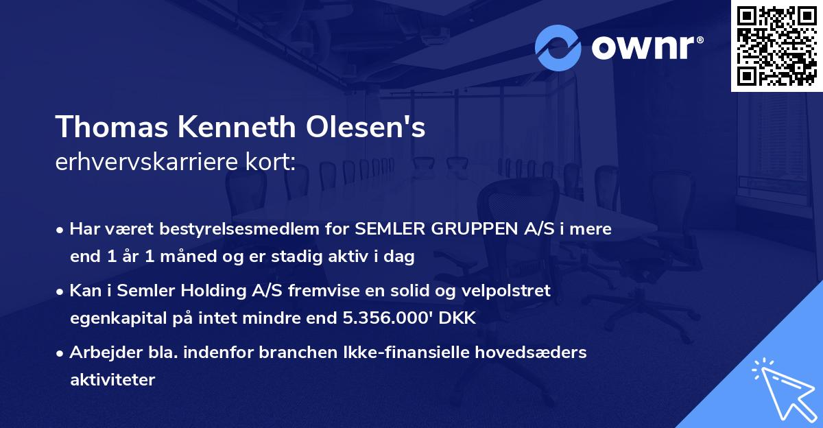 Thomas Kenneth Olesen's erhvervskarriere kort