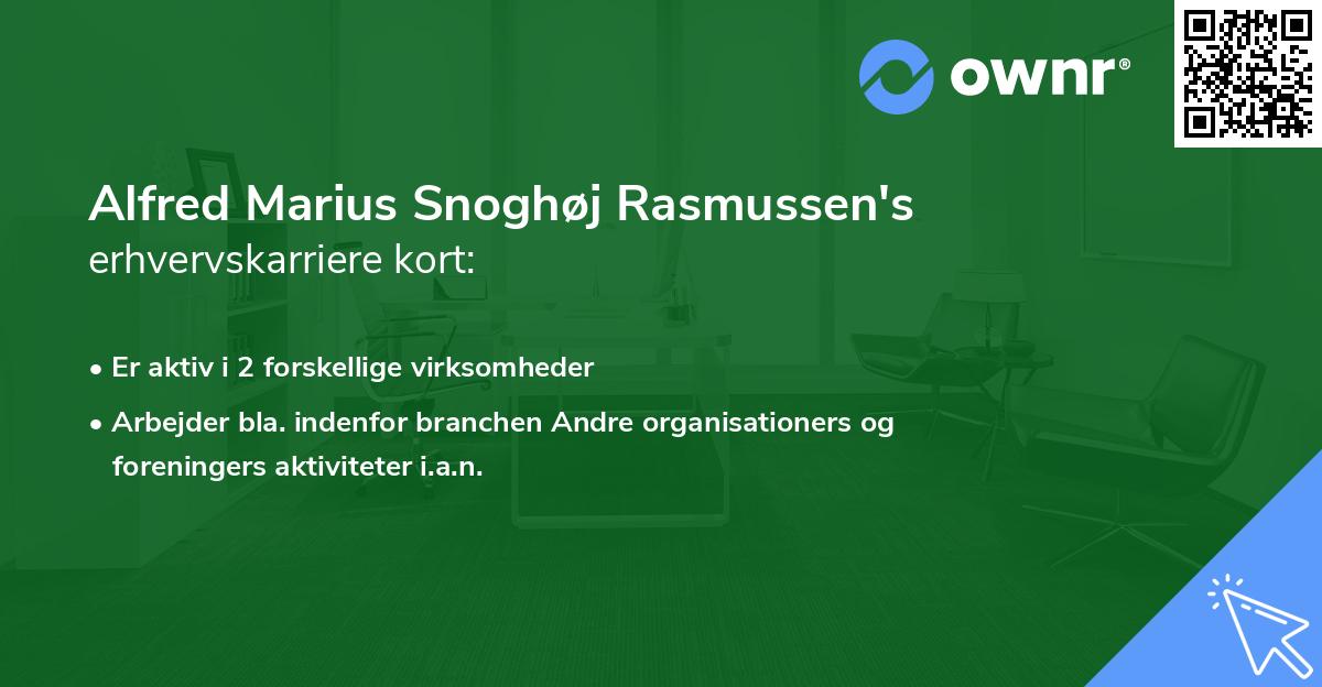 Alfred Marius Snoghøj Rasmussen's erhvervskarriere kort