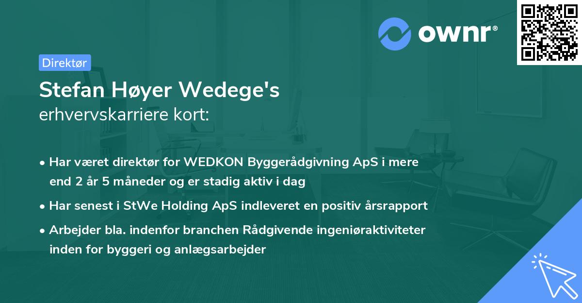 Stefan Høyer Wedege's erhvervskarriere kort