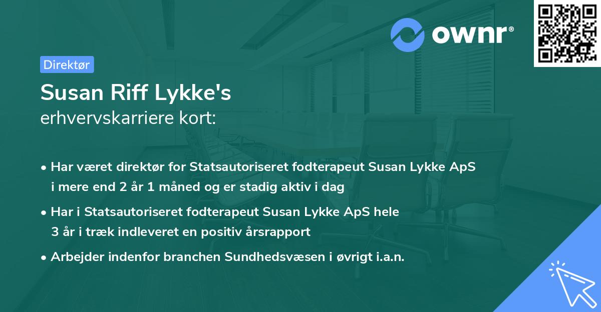 Susan Riff Lykke's erhvervskarriere kort