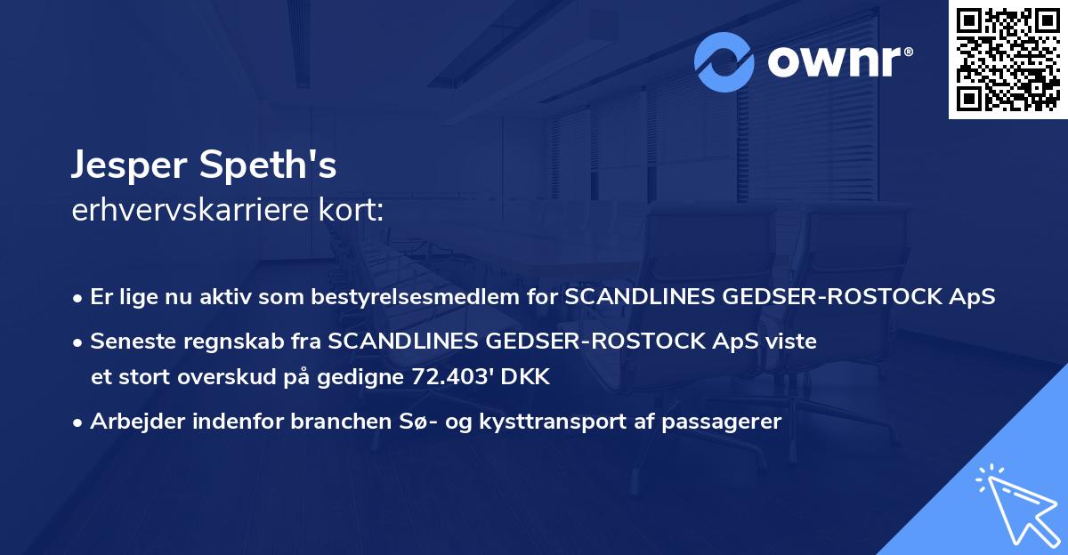 Jesper Speth's erhvervskarriere kort