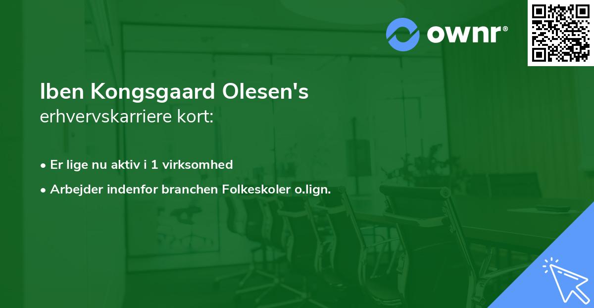 Iben Kongsgaard Olesen's erhvervskarriere kort