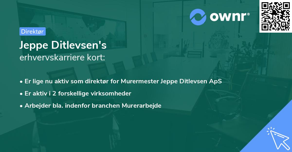 Jeppe Ditlevsen's erhvervskarriere kort