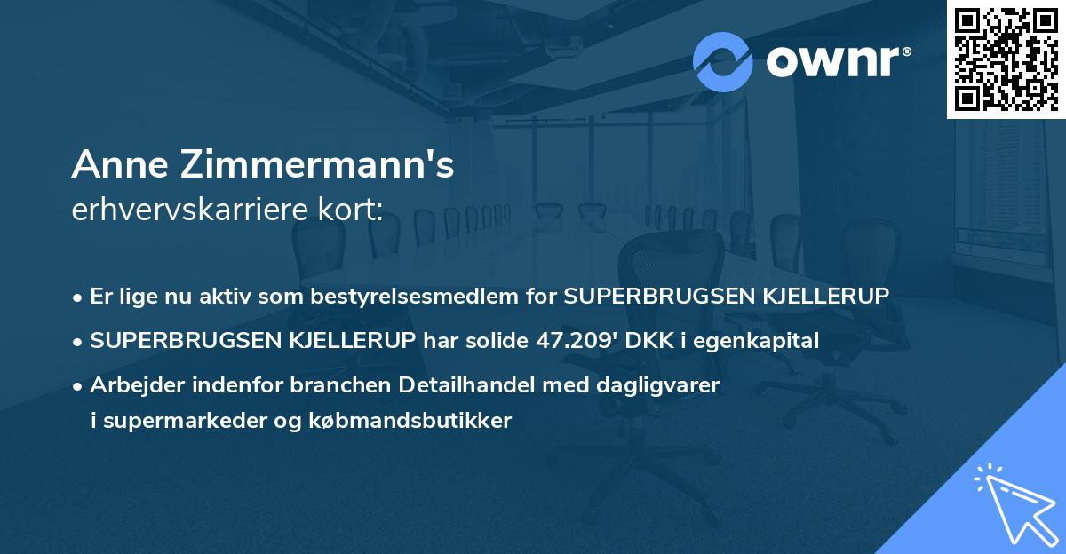 Anne Zimmermann's erhvervskarriere kort