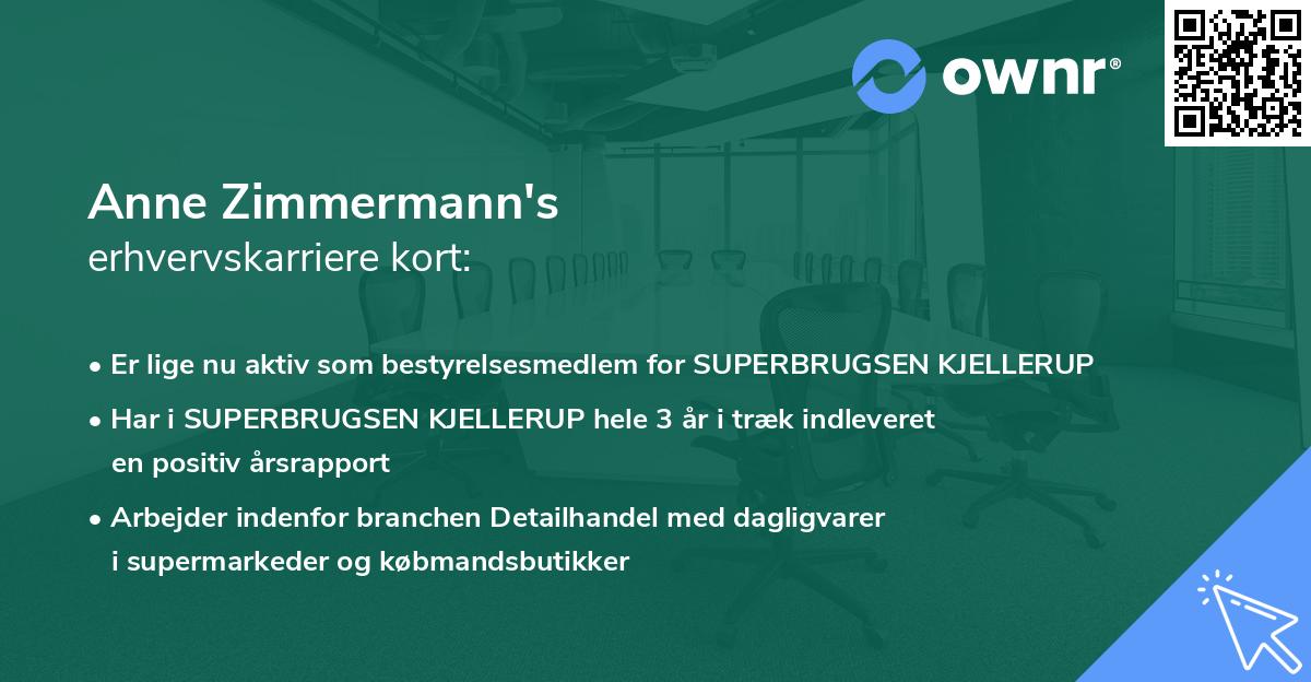 Anne Zimmermann's erhvervskarriere kort