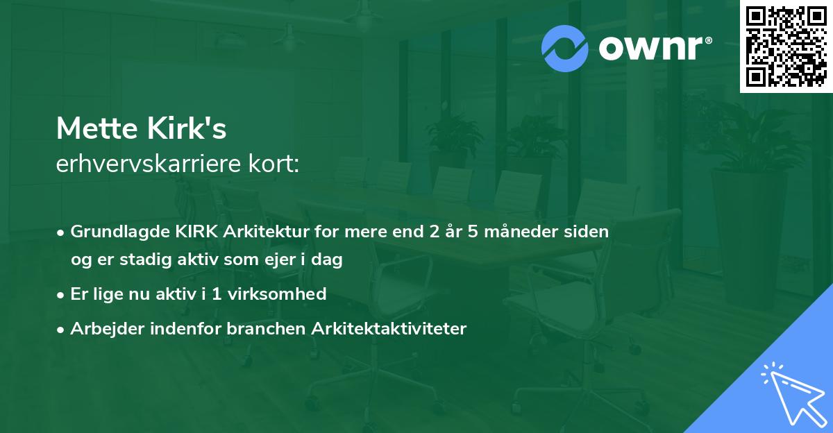 Mette Kirk's erhvervskarriere kort