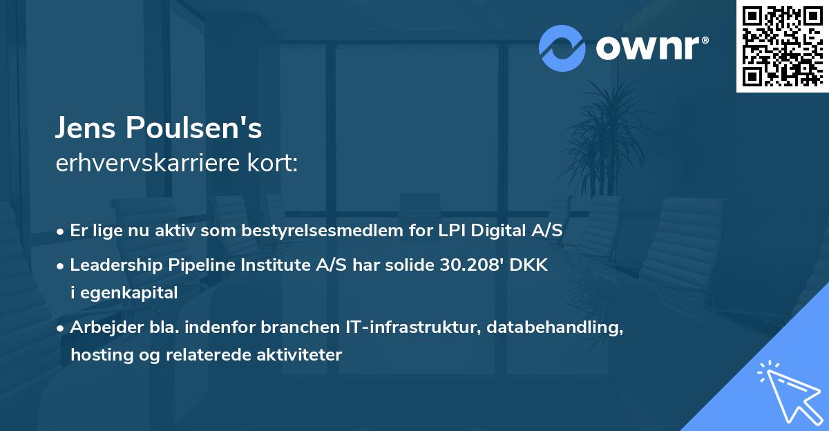 Jens Poulsen's erhvervskarriere kort