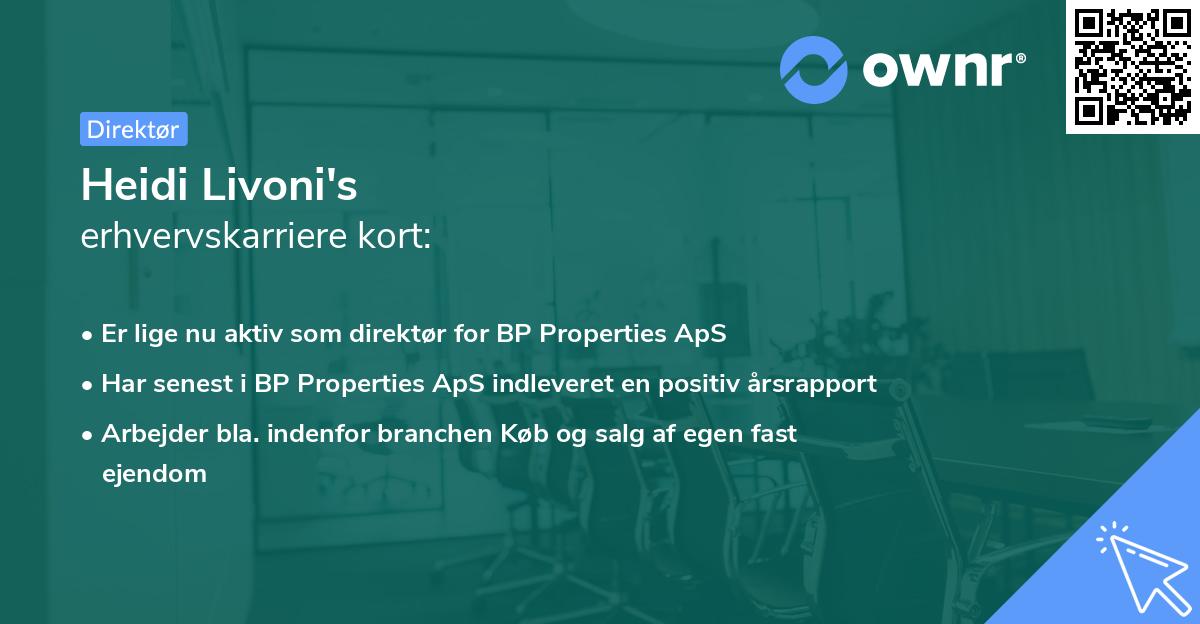 Heidi Livoni's erhvervskarriere kort