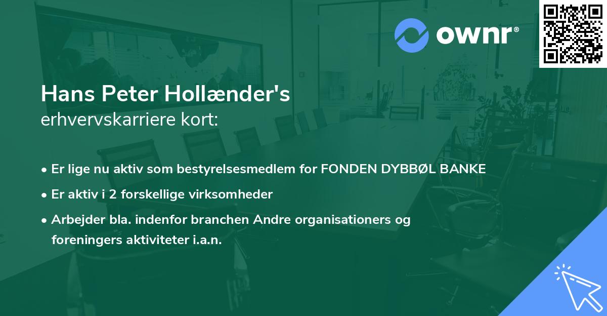 Hans Peter Hollænder's erhvervskarriere kort