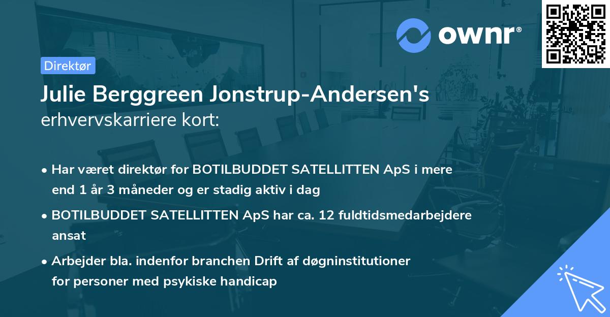 Julie Berggreen Jonstrup-Andersen's erhvervskarriere kort