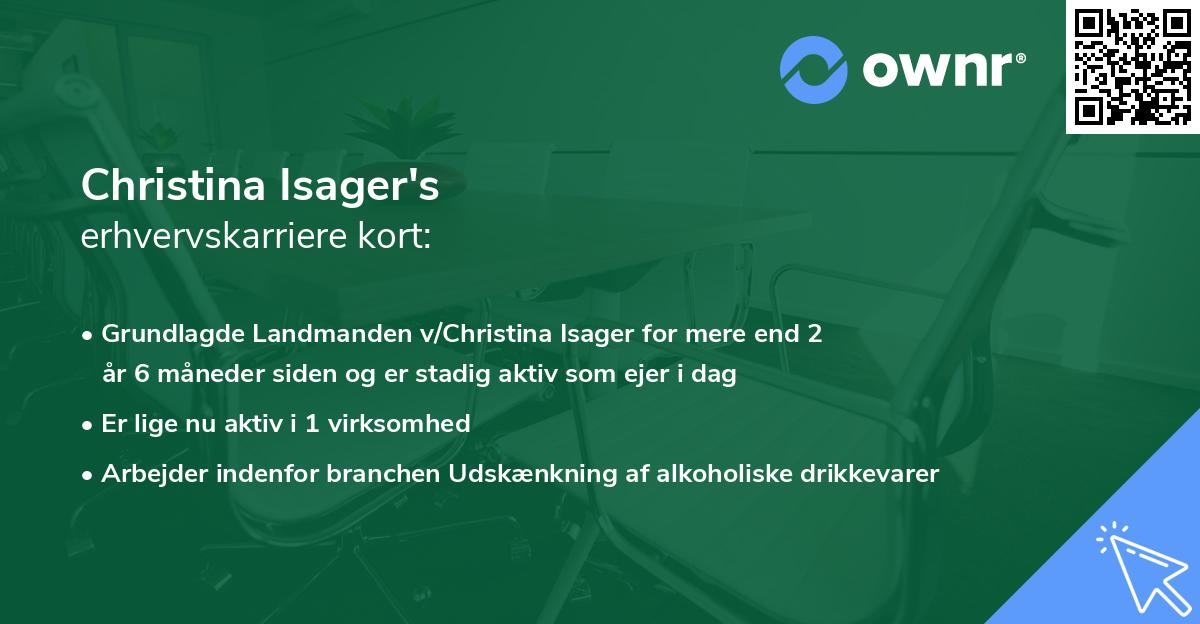 Christina Isager's erhvervskarriere kort
