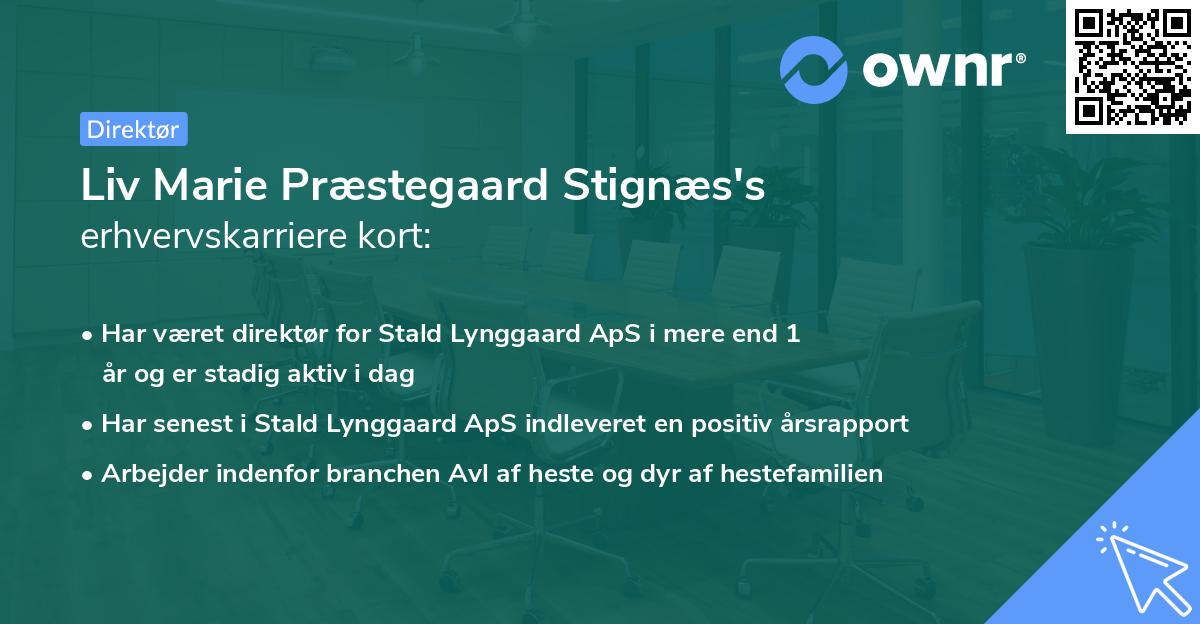 Liv Marie Præstegaard Stignæs's erhvervskarriere kort