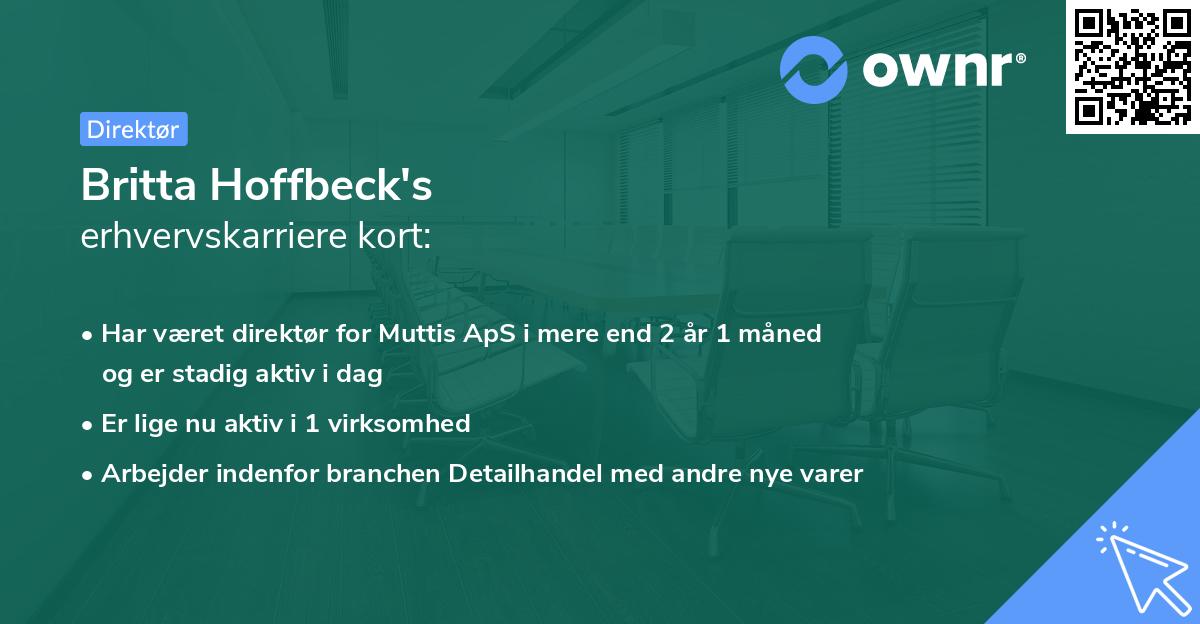 Britta Hoffbeck's erhvervskarriere kort