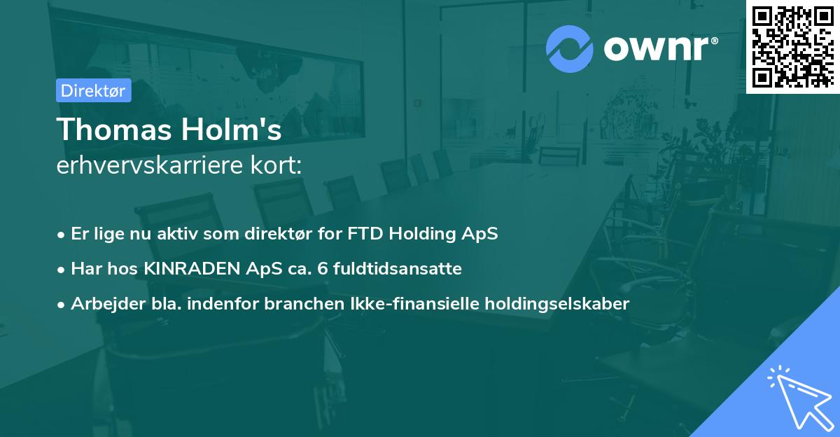 Thomas Holm's erhvervskarriere kort
