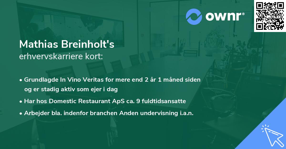 Mathias Breinholt's erhvervskarriere kort