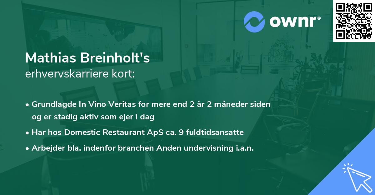 Mathias Breinholt's erhvervskarriere kort